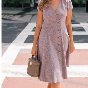Gal Meets Glam Agatha Dainty Pink Tweed Dress Size 2 full button NWTS
